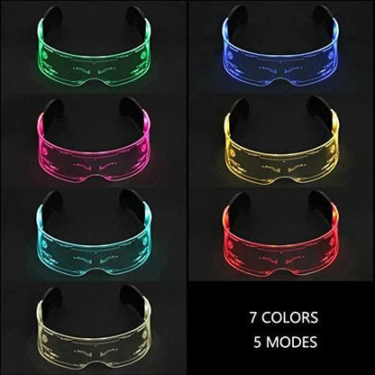 LED Light-Up Glasses | 7 Colors &amp; 5 Lighting Modes | Retro Rectangular Luminous Party Glasses | The Celvin
