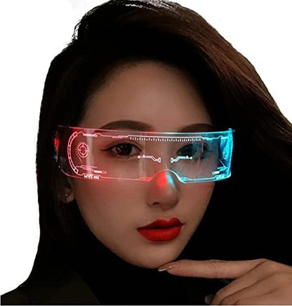 LED Light-Up Glasses | 7 Colors &amp; 5 Lighting Modes | Retro Rectangular Luminous Party Glasses | The Celvin