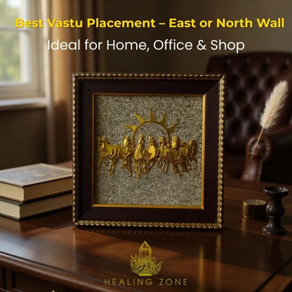 7 Horses Pyrite Frame for Wealth, Success, Positive Energy