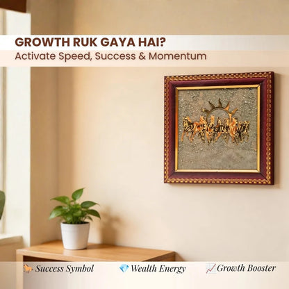 7 Horses Pyrite Frame for Wealth, Success, Positive Energy